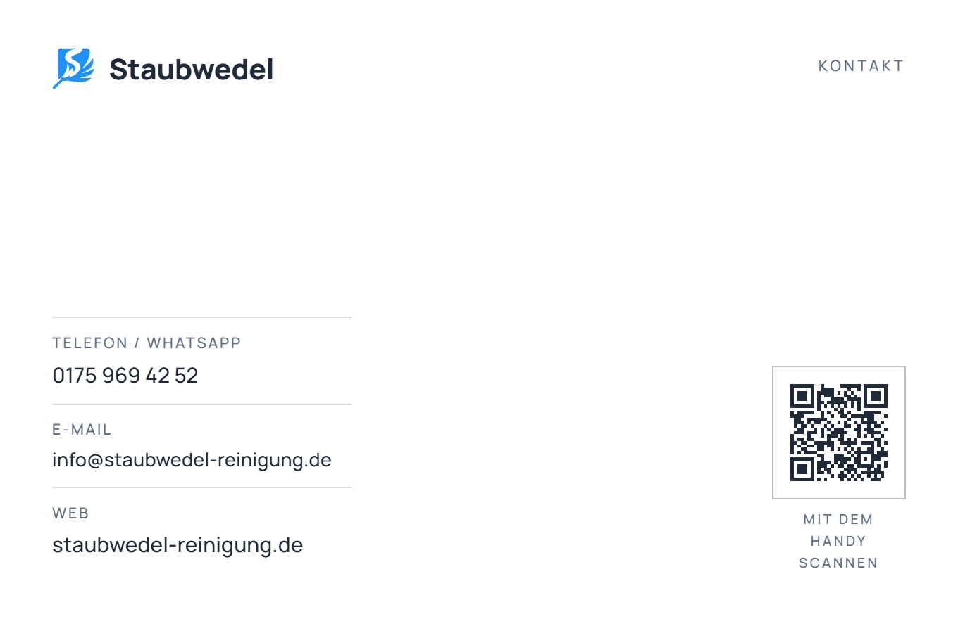 Staubwedel Visitenkarte — Rückseite