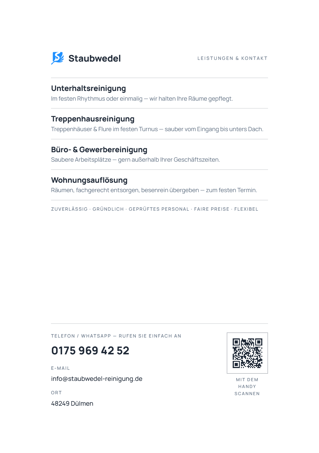 Staubwedel Flyer — Rückseite